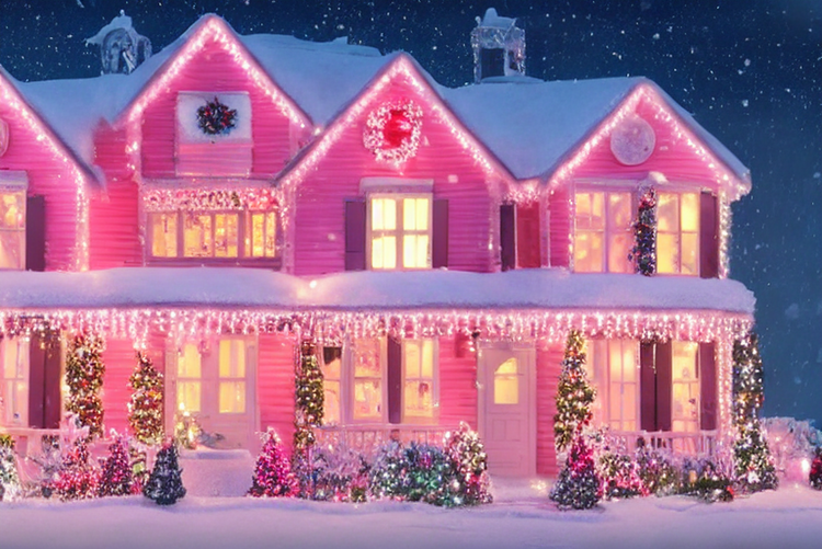 Pink Christmas house